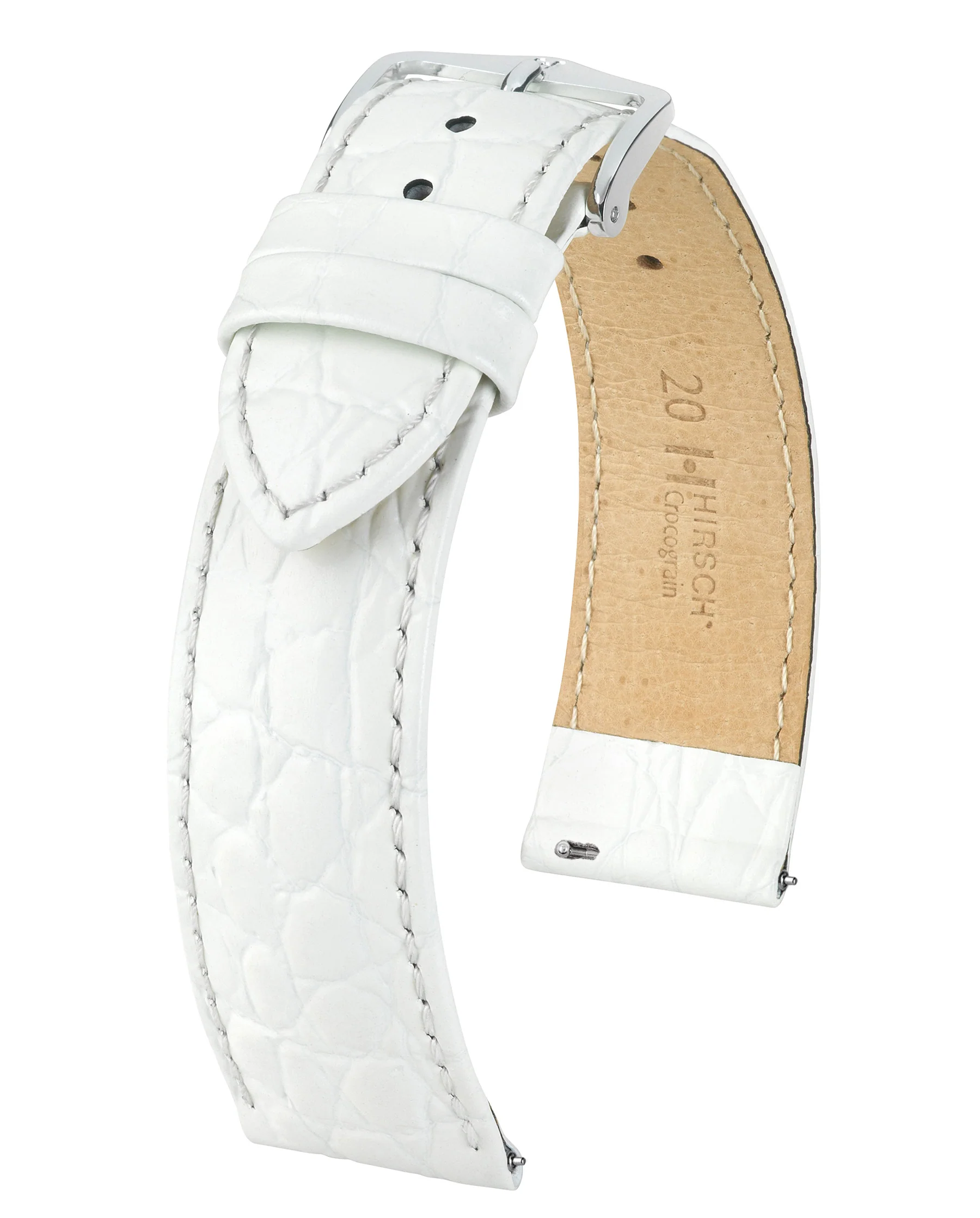 Men's HIRSCH CROCOGRAIN Crocodile Embossed Shiny Calfskin Watch Strap 1232 28 - Image 4