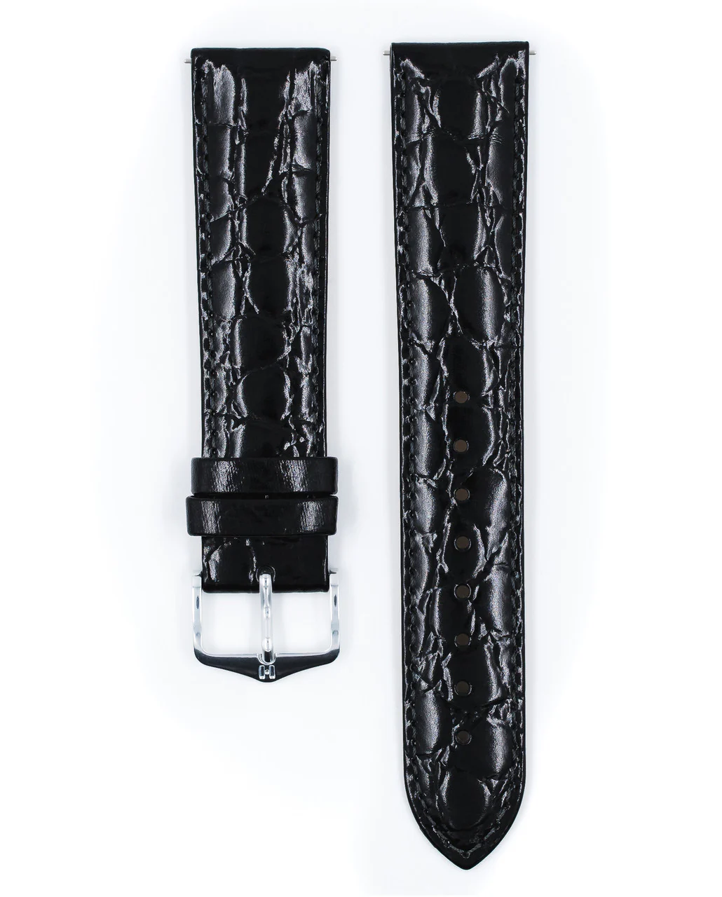 Men's HIRSCH CROCOGRAIN Crocodile Embossed Shiny Calfskin Watch Strap 1232 28 - Image 5