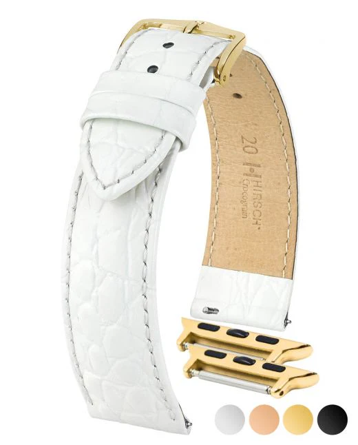 Men's HIRSCH CROCOGRAIN Crocodile Embossed Shiny Calfskin Watch Strap 1232 28 - Image 9