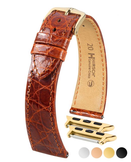 Mens HIRSCH GENUINE CROCO Shiny Watch Strap 1892 08 - Image 6