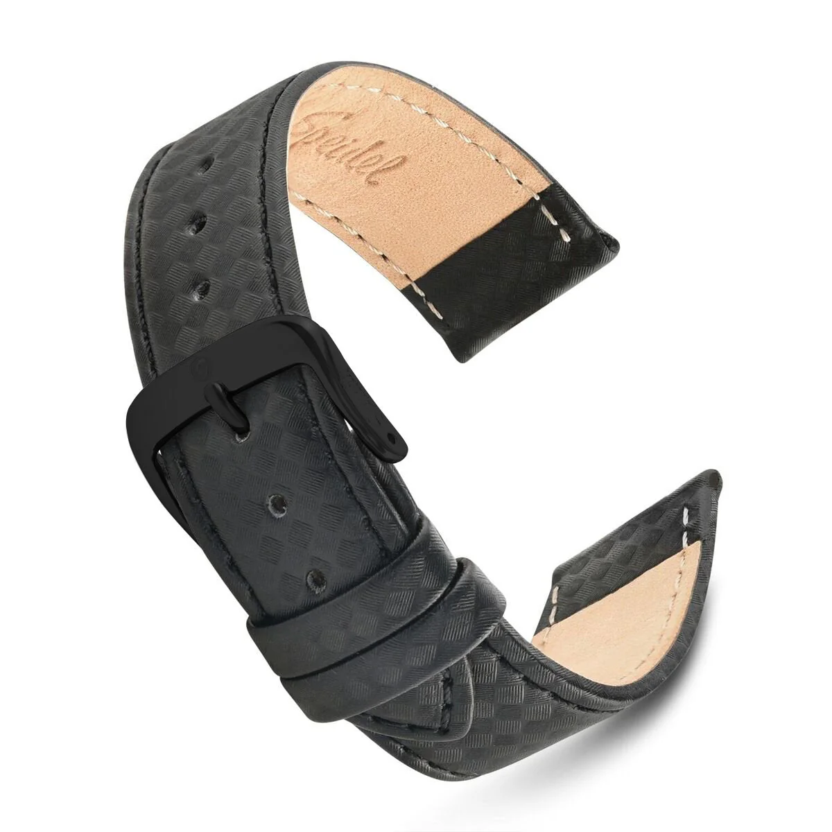 Mens Carbon Fiber Leather Watchband - Image 4