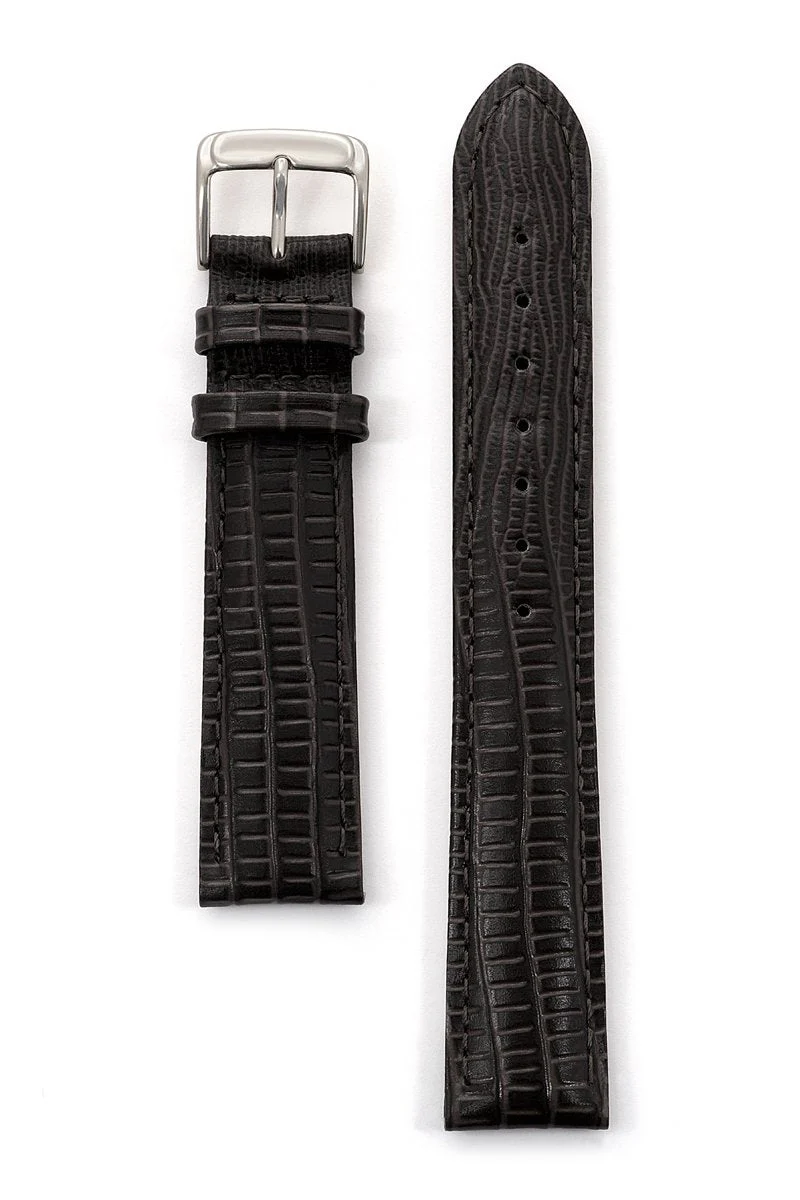 Men's Padded Gator Lizard Leather Band in Black and Brown - Image 2