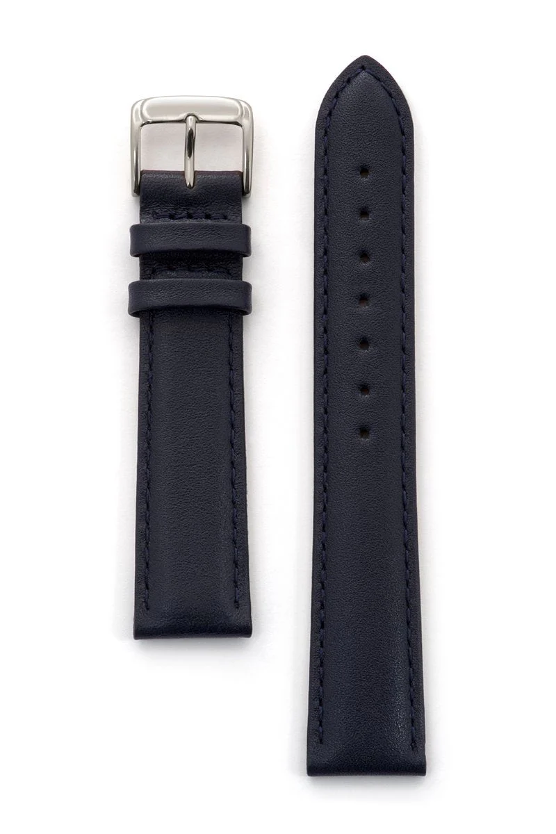 Men's Stitched Calfskin Leather Band in Black, Brown, Navy and Gray - Image 5