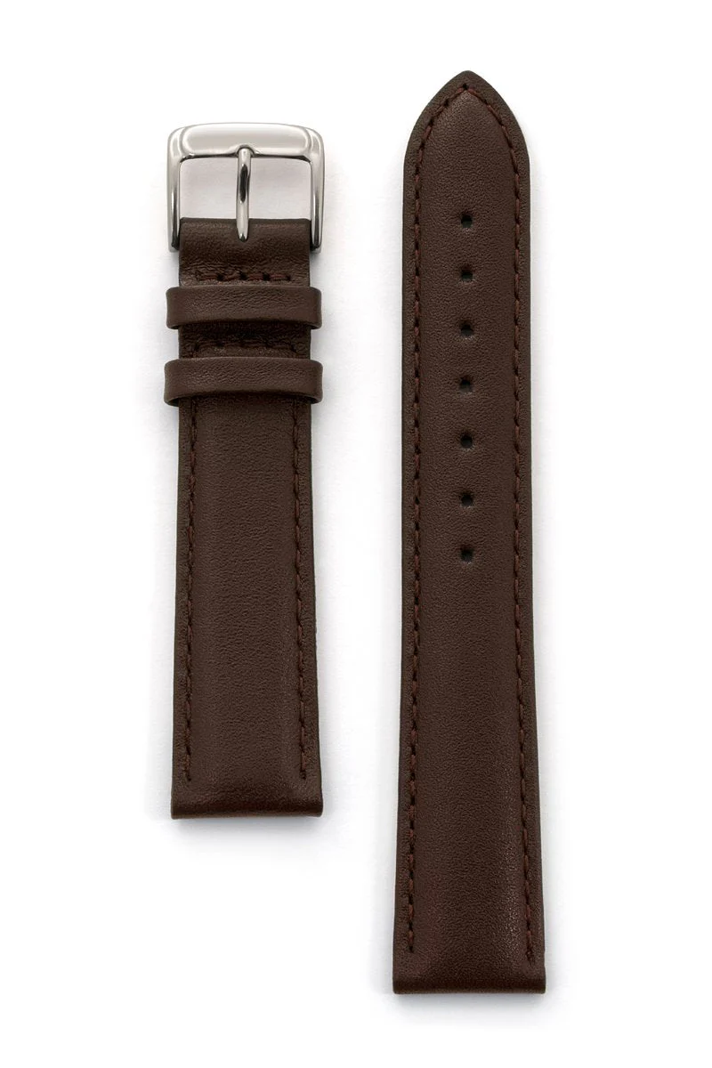 Men's Stitched Calfskin Leather Band in Black, Brown, Navy and Gray - Image 6