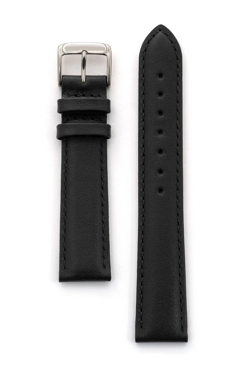 Men's Stitched Calfskin Leather Band in Black, Brown, Navy and Gray - Image 7