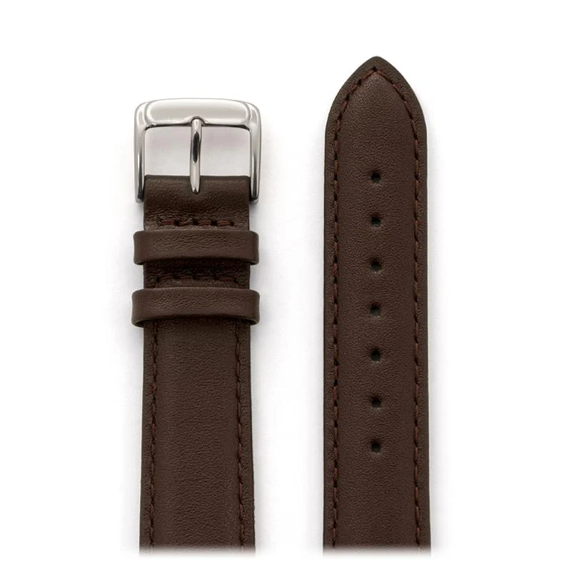 Men's Stitched Calfskin Leather Band in Black, Brown, Navy and Gray - Image 8