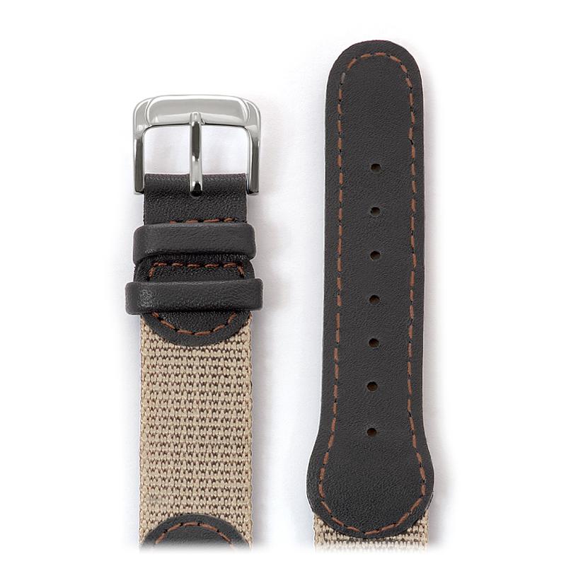 Mens Swiss Army Style Leather Watchband in Black, Tan and Green - Image 4