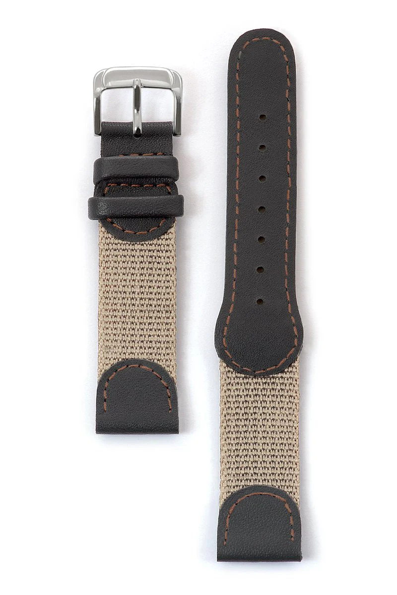 Mens Swiss Army Style Leather Watchband in Black, Tan and Green - Image 5