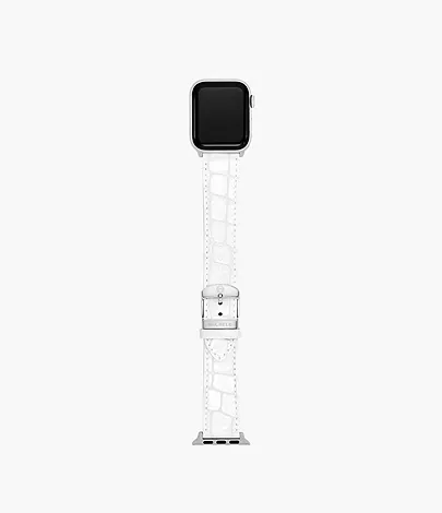 Michele 38/40/41/42mm and 42/44/45/46/49mm White Leather Band for Apple Watch® - Image 3
