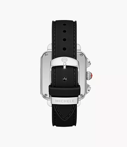 Michele Deco Deco Sport Chronograph Stainless Steel Black Silicone Watch - Image 2