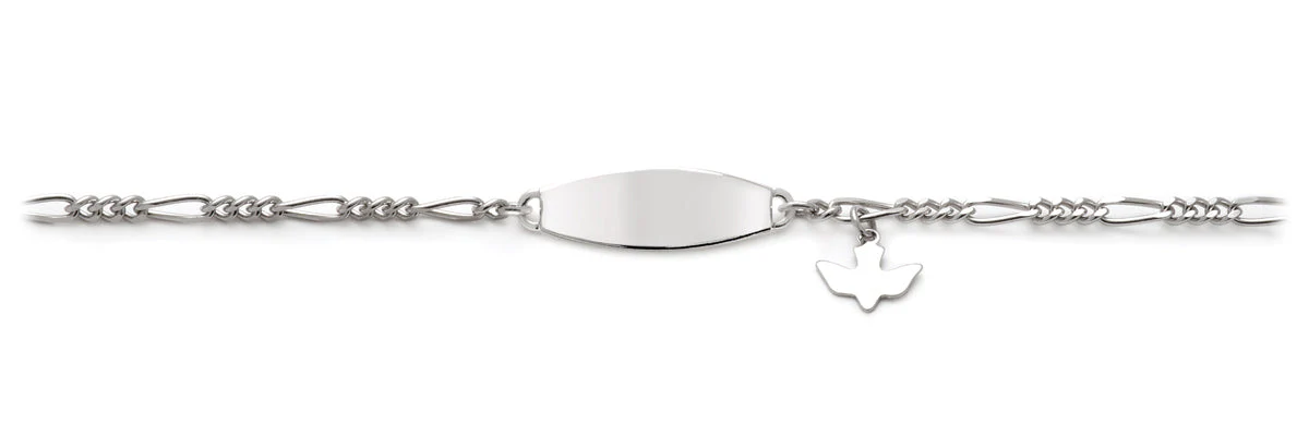 My First ID Bracelet with Plaque and Dove Charm Silver Tone - Image 2