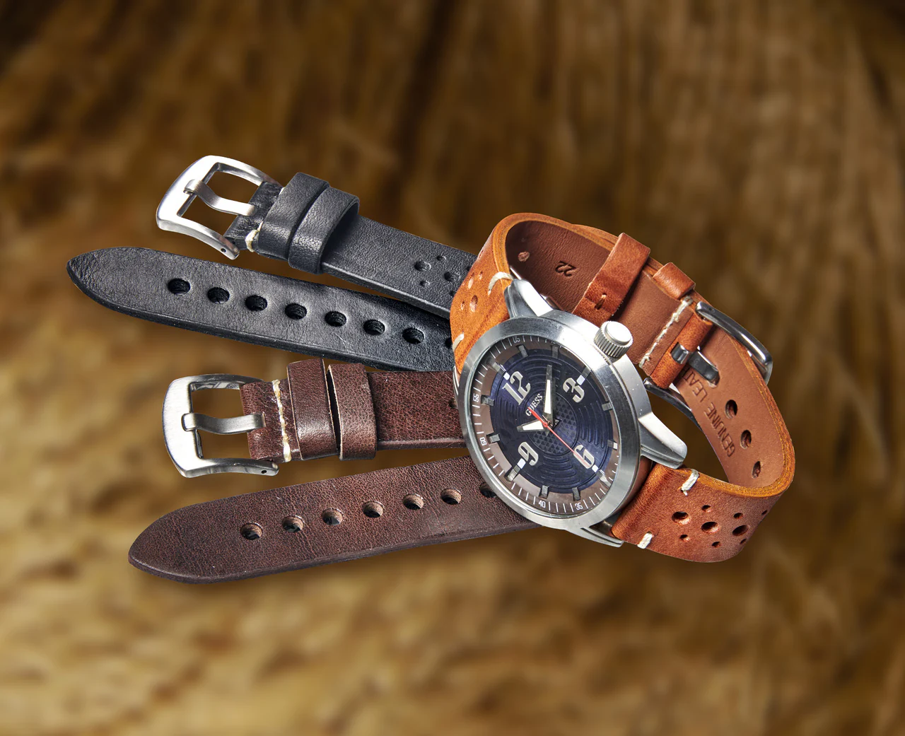 Vintage Leather Watchband with Sports Holes  340 - Image 4