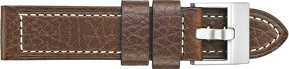 Heavy Bull Leather Watch Band with White Stitch 375