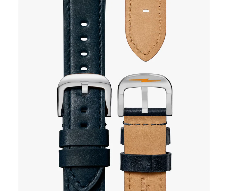 Shinola Canfield C56-43mm-Blue Red Dial with Navy Leather band - Image 5