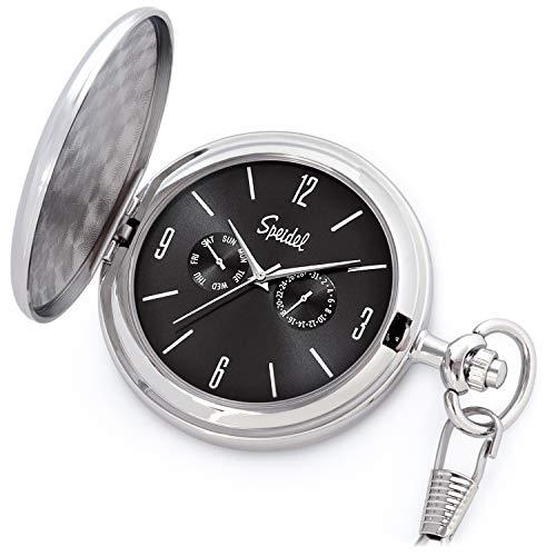 Classic Brushed Satin Pocket Watch Collection with Day & Date Sub-Dials - Image 6