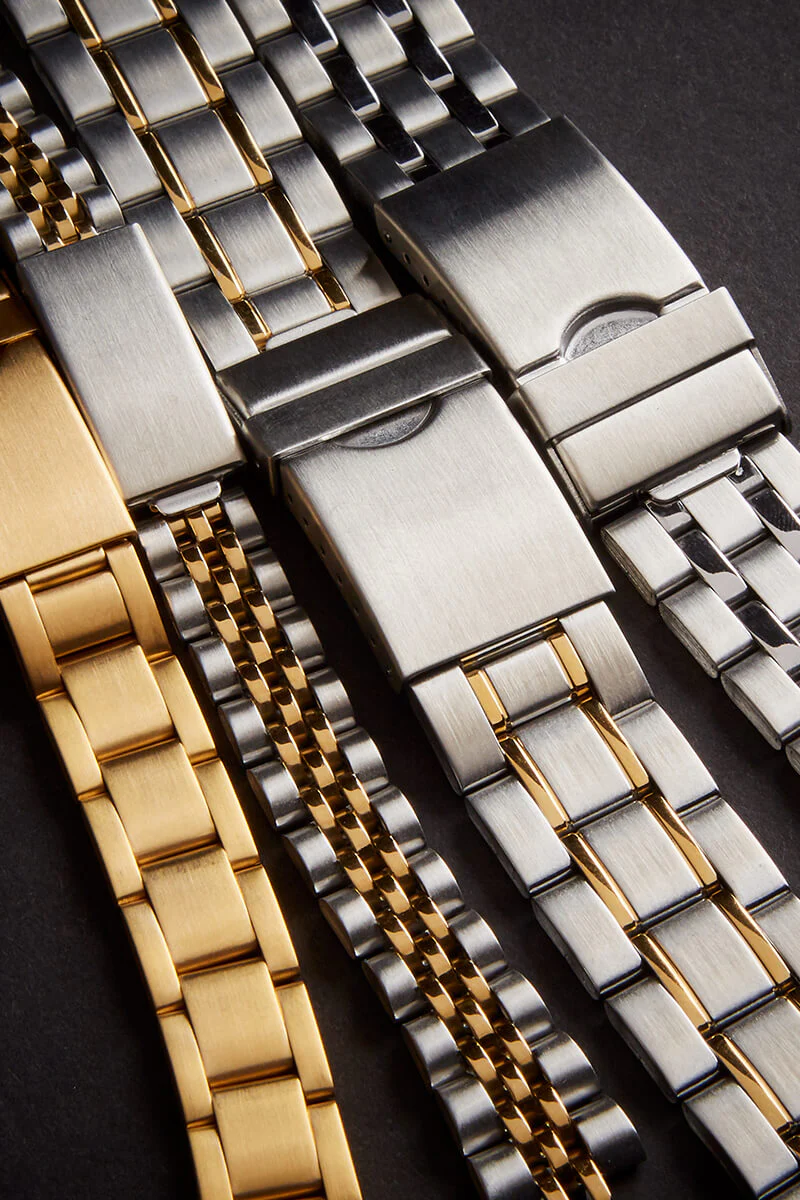 Men's 18-22MM Wrapped Link Straight Adjustable End with Removable Links for Sizing in Gold and Dual Tone - Image 3